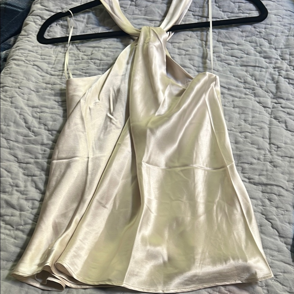 Banana Republic Cream Satin Halter Top